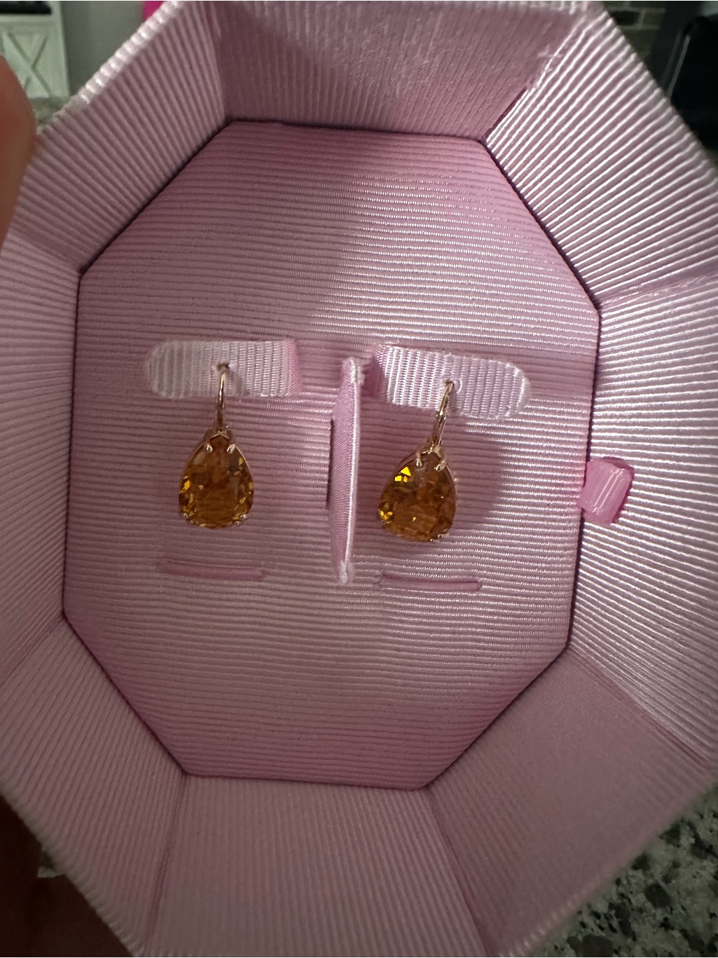 Swarovski Gold-Tone Teardrop Amber Crystal Earrings